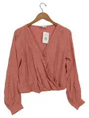 Vorschaubild 1 von Damen Wickelbluse Pink Gr. 38/M Casual mit Spitze