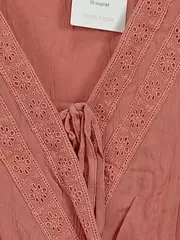 Vorschaubild 3 von Damen Wickelbluse Pink Gr. 38/M Casual mit Spitze