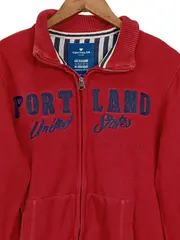 Vorschaubild 3 von Herren Sweatjacke Gr. 48/M Rot Casual mit Schriftzug Reißverschluss