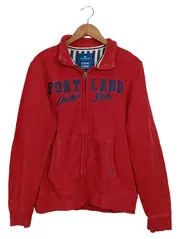 Vorschaubild 1 von Herren Sweatjacke Gr. 48/M Rot Casual mit Schriftzug Reißverschluss
