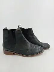 Vorschaubild 2 von Chelsea Boots Herren Stiefelette Leder Gr. 39 Schwarz Klassisch Brogue
