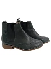 Vorschaubild 1 von Chelsea Boots Herren Stiefelette Leder Gr. 39 Schwarz Klassisch Brogue