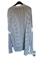 Vorschaubild 2 von Damen Strickjacke Grau Gr. 42/XL Casual Baumwolle