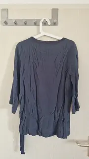 Vorschaubild 4 von Damen Bluse 3/4 Arm Blau Uni Rippstrick Schleife Gr. 36 S