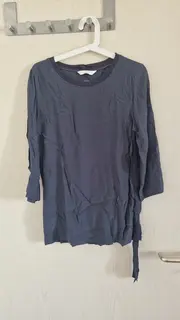 Vorschaubild 2 von Damen Bluse 3/4 Arm Blau Uni Rippstrick Schleife Gr. 36 S