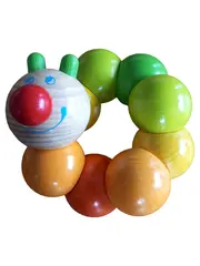 Vorschaubild 1 von Holzraupe Rassel Greifling Baby Spielzeug Farbenfroh Mehrfarbig Holz