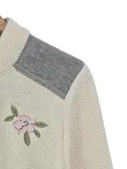 Vorschaubild 2 von Damen Strickjacke Blumenstickerei Gr. 36/S Weiß