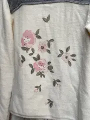 Vorschaubild 3 von Damen Strickjacke Blumenstickerei Gr. 36/S Weiß