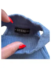 Vorschaubild 2 von Damen Top Shirt Blau Gr. 32/XXS Casual Rippstrick