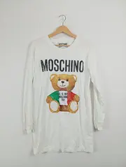 Vorschaubild 2 von Langarmshirt Damen Gr. 32 Weiß Teddybär Print Casual