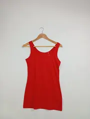 Vorschaubild 2 von Damen Unterhemd Gr. 38 Rot Basic Tank Top Baumwolle Rippstrick
