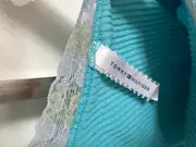 Vorschaubild 4 von Damen Top Türkis Einheitsgröße Casual Baumwolle Rippstrick Spitze
