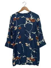 Vorschaubild 1 von Damen Sommerkleid Blumenmuster Blau Gr. 34