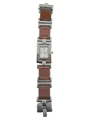 Vorschaubild 1 von Damenuhr Armbanduhr Edelstahl Lederarmband Braun Silber Quarz