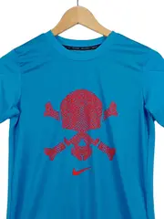 Vorschaubild 2 von Kinder Sport T-Shirt Blau Gr. 158 Polyester Grafisch Skull Dri-Fit