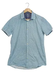 Vorschaubild 1 von Kurzarmhemd Herren Gr. M Blau Paisley Muster Baumwolle