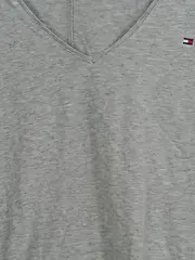 Vorschaubild 3 von Damen Langarmshirt Gr. 36/S Grau Casual V-Ausschnitt Baumwolle