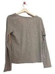 Vorschaubild 2 von Damen Langarmshirt Gr. 36/S Grau Casual V-Ausschnitt Baumwolle