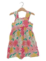 Vorschaubild 1 von Sommerkleid Mädchen Gr. 110 Rosa Blumenmuster Rüschen Baumwolle
