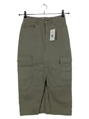 Vorschaubild 1 von Damen Cargo Hosenrock Maxirock Uni Oliv Baumwolle Gr. XS 34