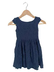 Vorschaubild 1 von Mädchen Sommerkleid Gr. 120 Spitze Dunkelblau