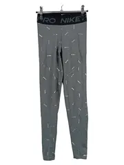 Vorschaubild 1 von Pro Dri-Fit Damen Leggings Grau Logo-Print Sport Fitness Gr. XS