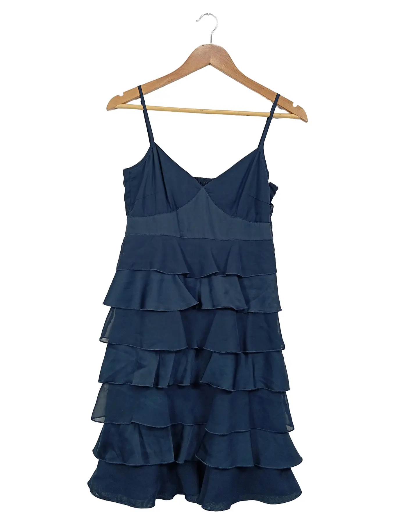 ESPRIT festliches Kleid Gr. 32/XXS Blau Rüschen Midikleid Damen