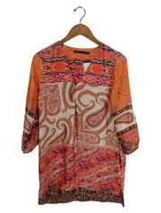Vorschaubild 1 von Bohemian Bluse 3/4 Arm Paisley Stickerei Orange Damen Gr. XS