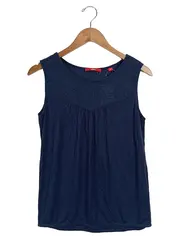 Vorschaubild 1 von Damen Bluse Gr. 36 Blau Ärmellos Lochmuster Casual Top