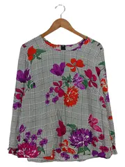 Vorschaubild 1 von Damen Bluse Gr. 40 L Mehrfarbig Blumenmuster
