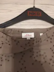 Vorschaubild 2 von Damen Langarmshirt Gr. 38 Beige Lochstickerei Baumwolle