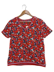 Vorschaubild 1 von Damen T-Shirt Gr. 40/M Rot Floral Muster Bohemian Vintage