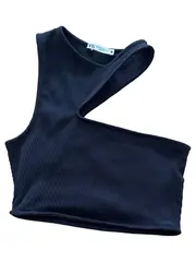 Vorschaubild 1 von Damen Top Schwarz XS Rippstrick Cut-Out Casual Modisch