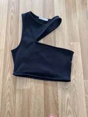 Vorschaubild 4 von Damen Top Schwarz XS Rippstrick Cut-Out Casual Modisch