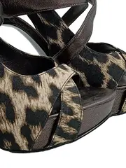 Vorschaubild 2 von Damen Sandaletten High Heels Leopardenmuster Gr. 37 Braun Beige