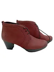 Vorschaubild 1 von Damen Stiefelette Gr. 38 Rot Leder Schnürung Absatz
