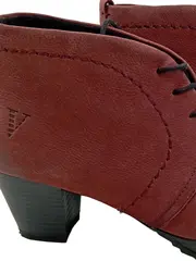 Vorschaubild 3 von Damen Stiefelette Gr. 38 Rot Leder Schnürung Absatz