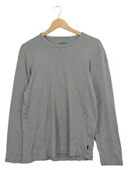 Vorschaubild 1 von Herren Langarmshirt Grau Basic Gr. L Baumwolle
