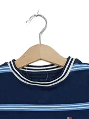 Vorschaubild 3 von Kinder T-Shirt Gr. 110 Blau Gestreift Kurzarm Logo Baumwolle