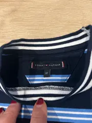 Vorschaubild 4 von Kinder T-Shirt Gr. 110 Blau Gestreift Kurzarm Logo Baumwolle