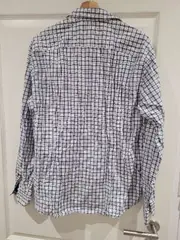 Vorschaubild 2 von Herren Freizeithemd 52/XL Blau Weiß Kariert Casual Langarm