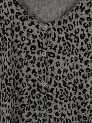 Vorschaubild 2 von Damen Strickjacke Cardigan Leopardenmuster Einheitsgröße Grau