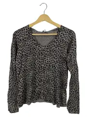 Vorschaubild 1 von Damen Strickjacke Cardigan Leopardenmuster Einheitsgröße Grau