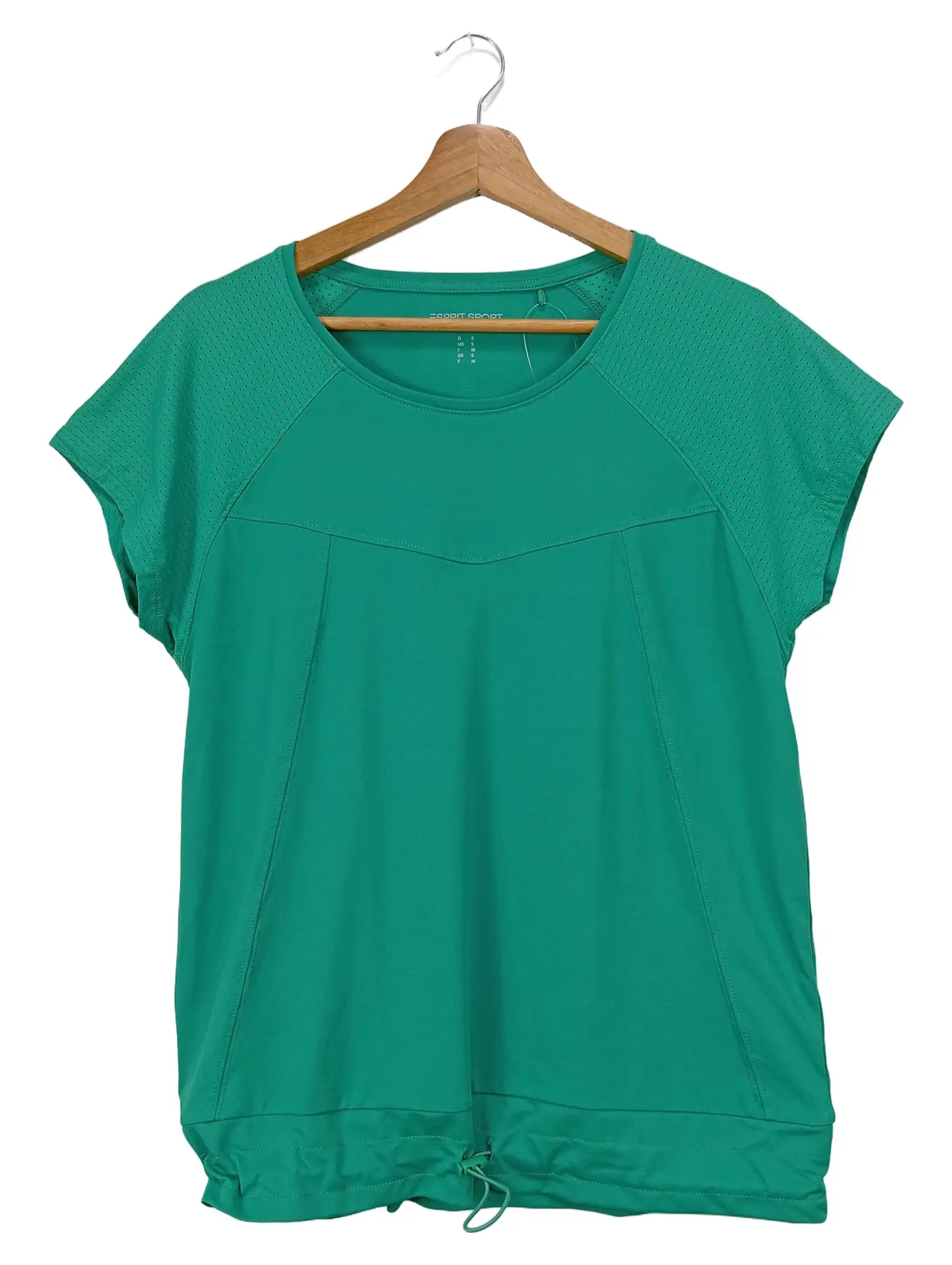 ESPRIT Damen Sport Shirt Gr. 36/S Grün Kurzarm Polyester Laufshirt