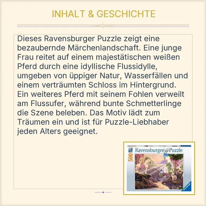 Ravensburger Puzzle 500 Teile „Märchenhafte Flussidylle“ – Premium‑Puzzle Für Erwachsene & Kinder Ab 10 Jahren