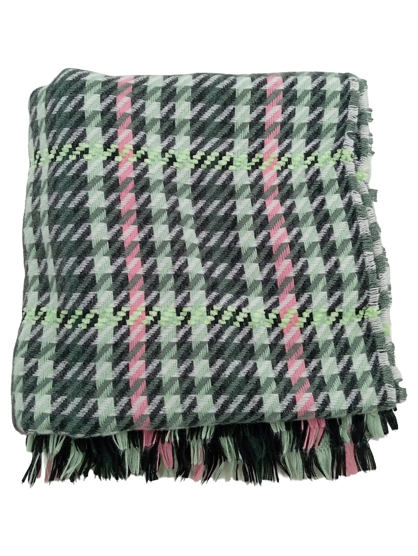 STREET ONE Damen Schal Kariert Modern Polyester Freizeit Fransen 50x186