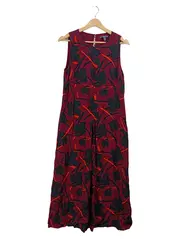Vorschaubild 1 von Maxikleid Damen Gr. 38 Rot Blumenmuster Ärmellos Freizeitkleid