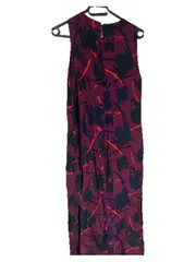 Vorschaubild 3 von Maxikleid Damen Gr. 38 Rot Blumenmuster Ärmellos Freizeitkleid