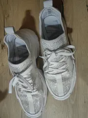 Vorschaubild 3 von Damen Sneaker low 37 Weiß Strass Freizeit Modisch Schnürung