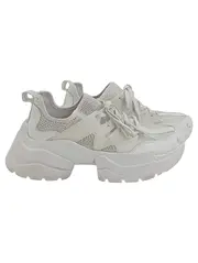 Vorschaubild 1 von Damen Sneaker low 37 Weiß Strass Freizeit Modisch Schnürung